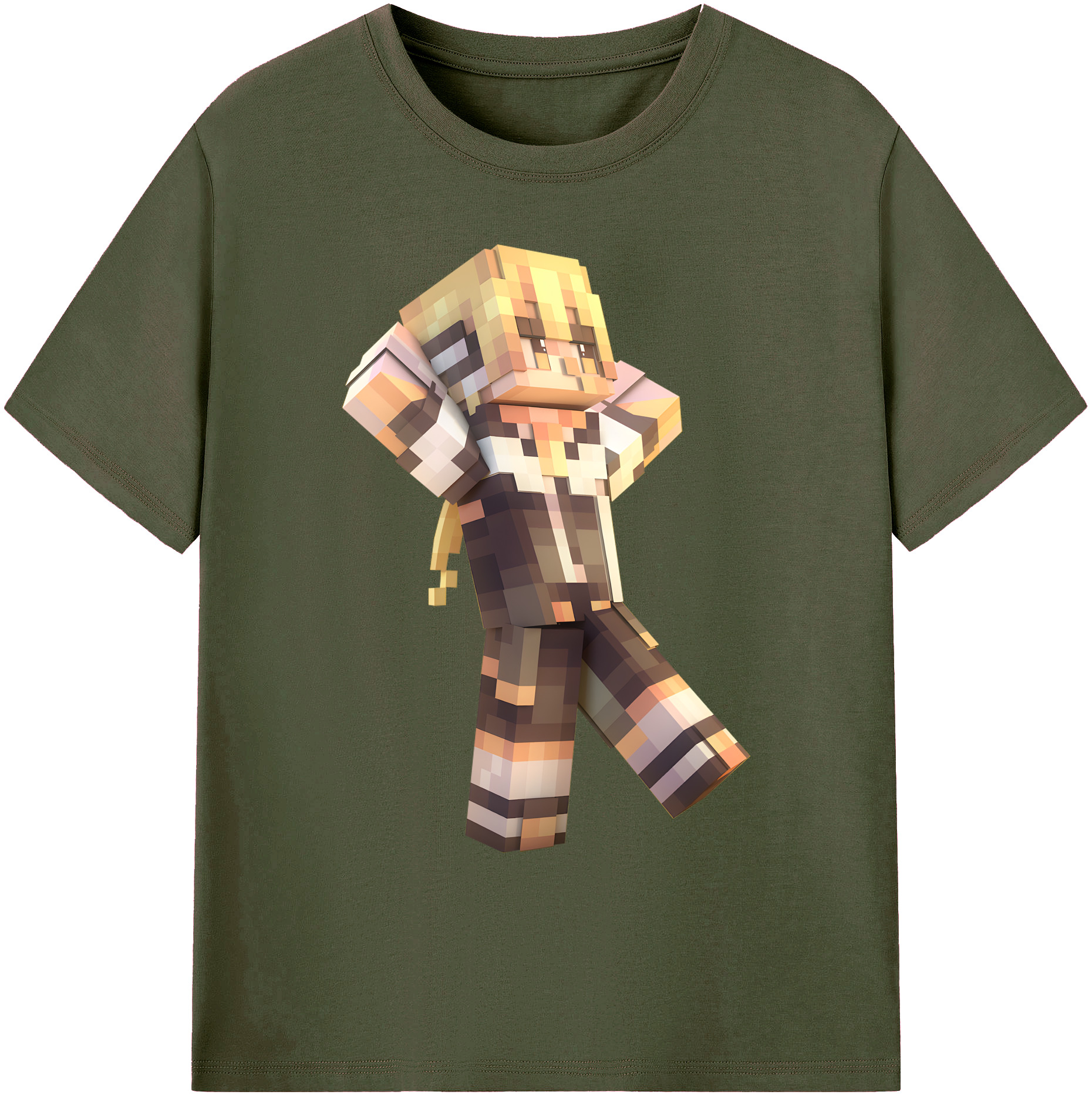 （画像用） マインクラフト ブロックの世界 Minecraft MC Block world 綿100％ メンズ半袖Tシャツ｜肌触りやわらか＆通気性